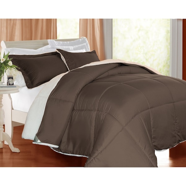 Kathy Ireland 3pc Sherpa Comforter Set, Chocolate, Twin KI175028 - main